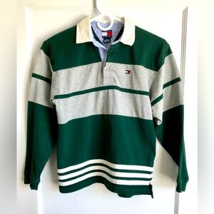 Vintage Tommy Hilfiger Long Sleeve Rugby Polo Shirt Size Medium